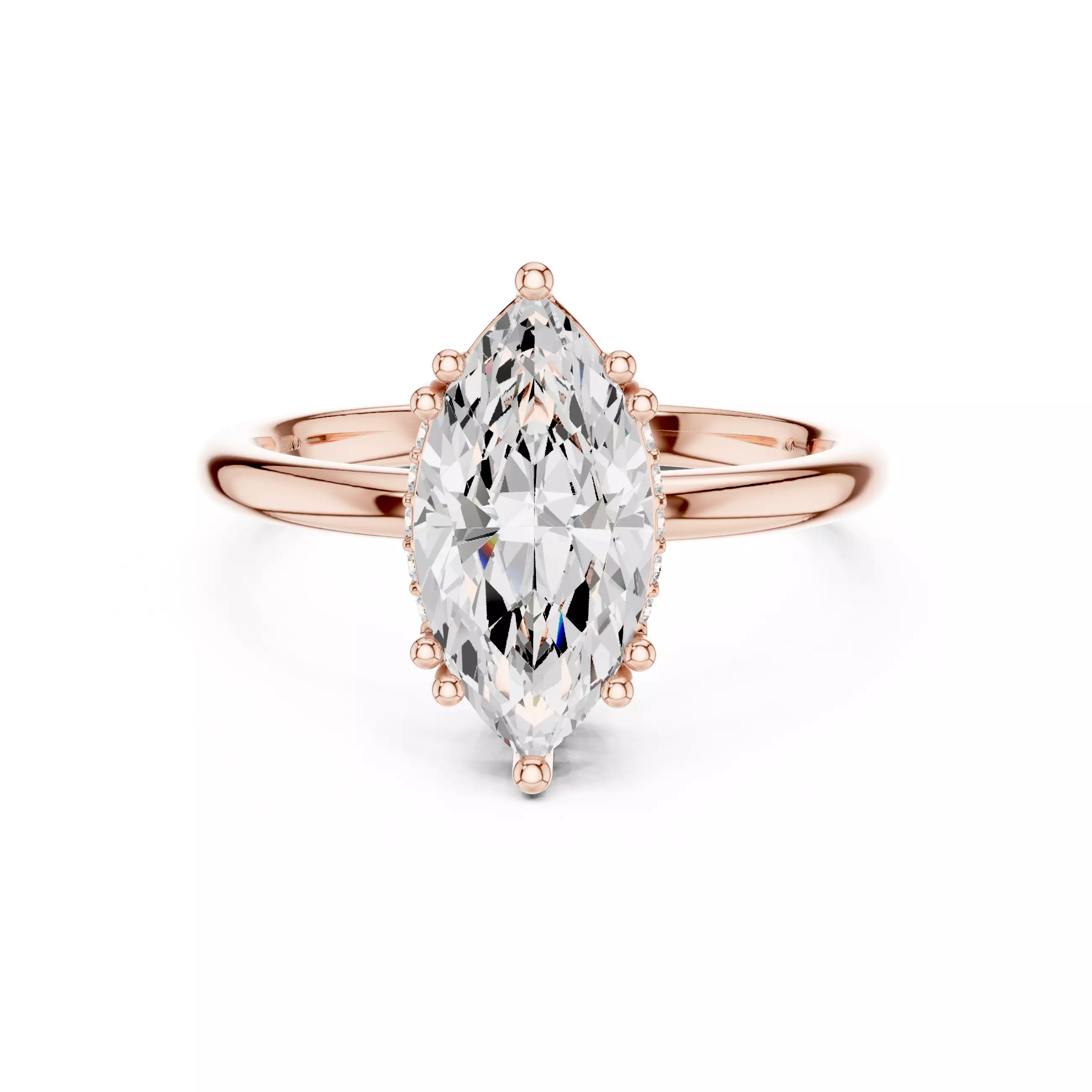 2CT Marquise Cut Hidden Halo Diamond Wedding Ring 3DM STL Video 3D print model