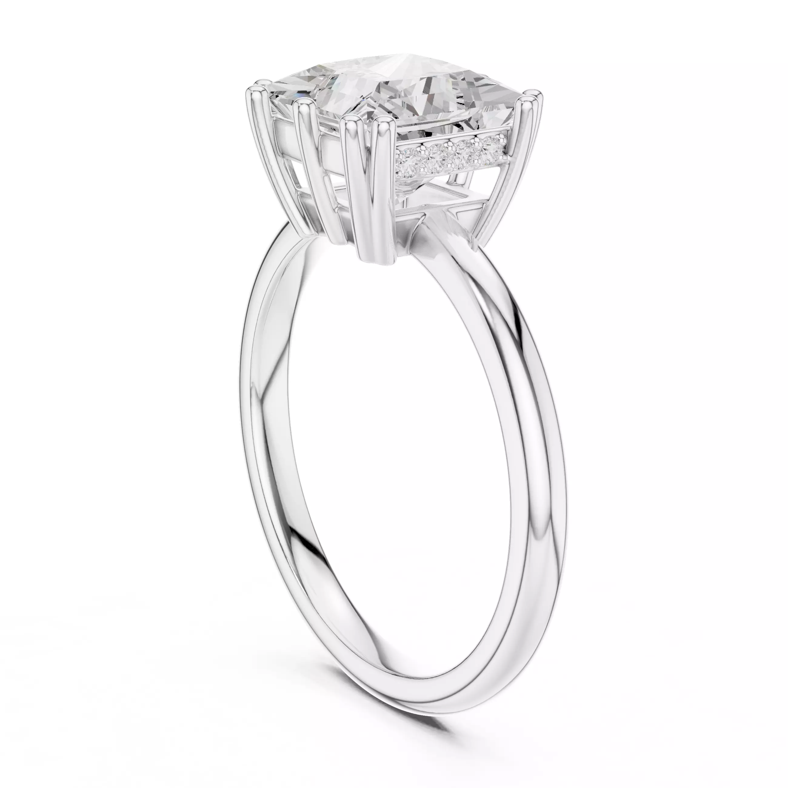 2CT Princess Cut Hidden Halo Diamond Wedding Ring 3DM STL Video 3D print model_9