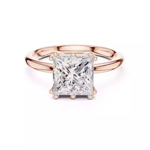 2CT Princess Cut Hidden Halo Diamond Wedding Ring 3DM STL Video 3D print model