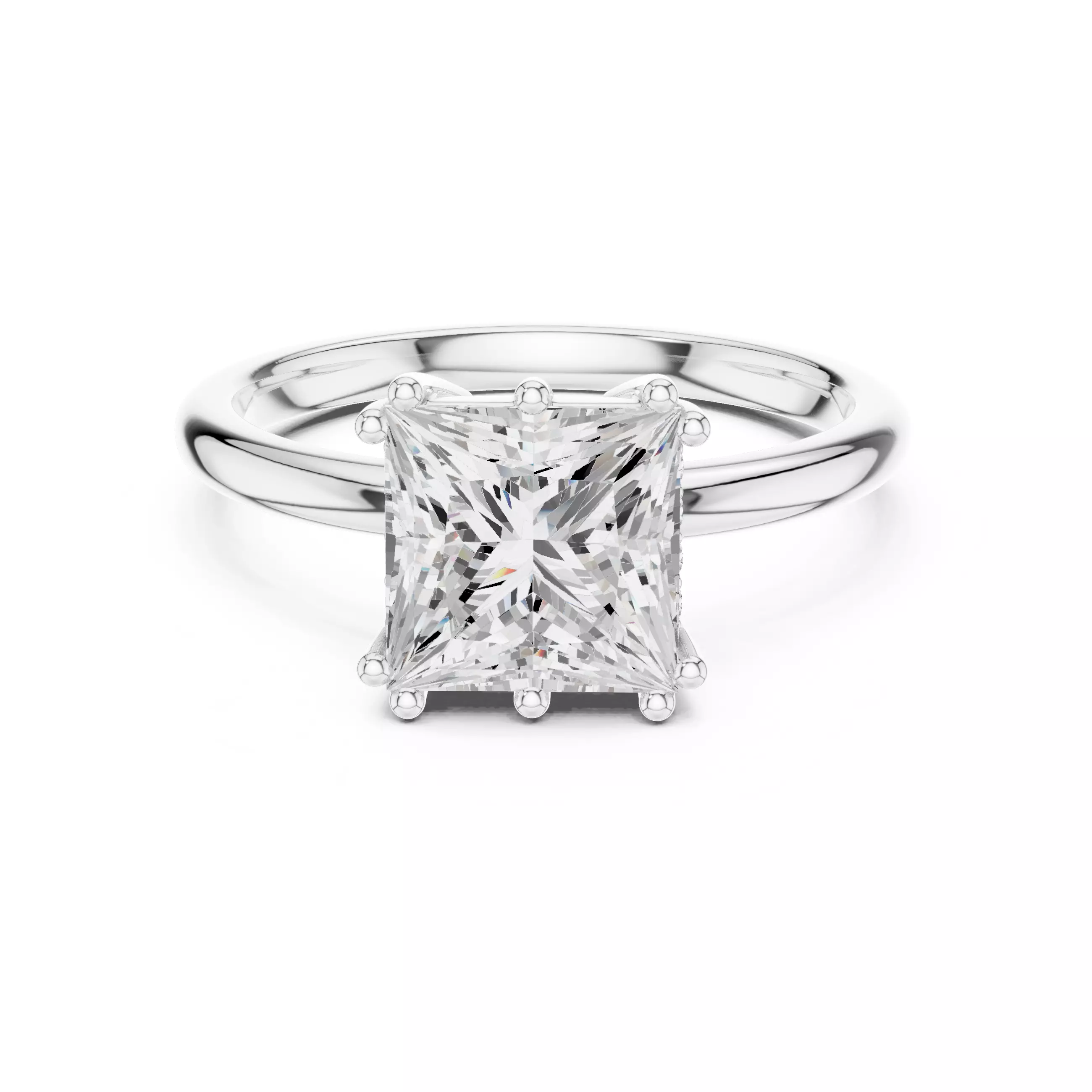 2CT Princess Cut Hidden Halo Diamond Wedding Ring 3DM STL Video 3D print model_2