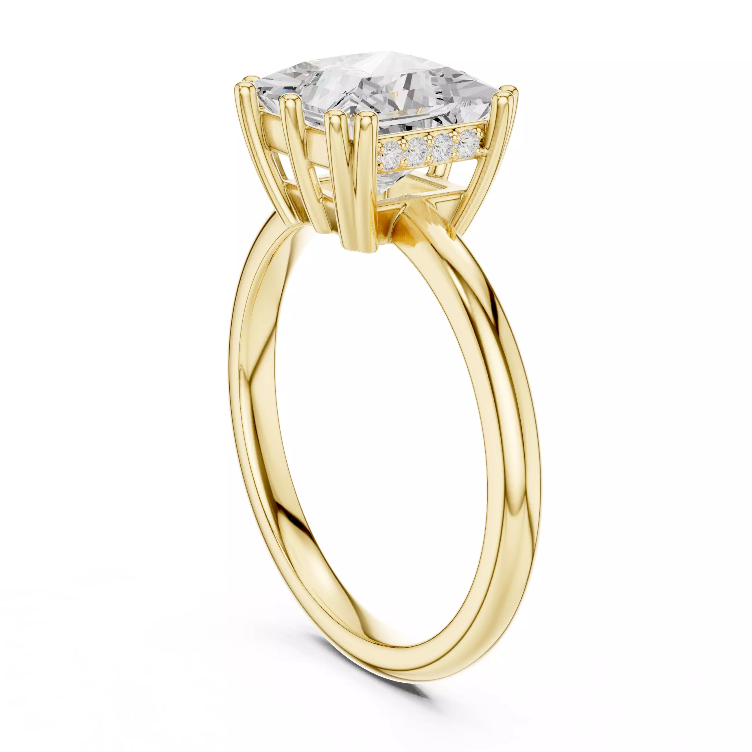 2CT Princess Cut Hidden Halo Diamond Wedding Ring 3DM STL Video 3D print model_6