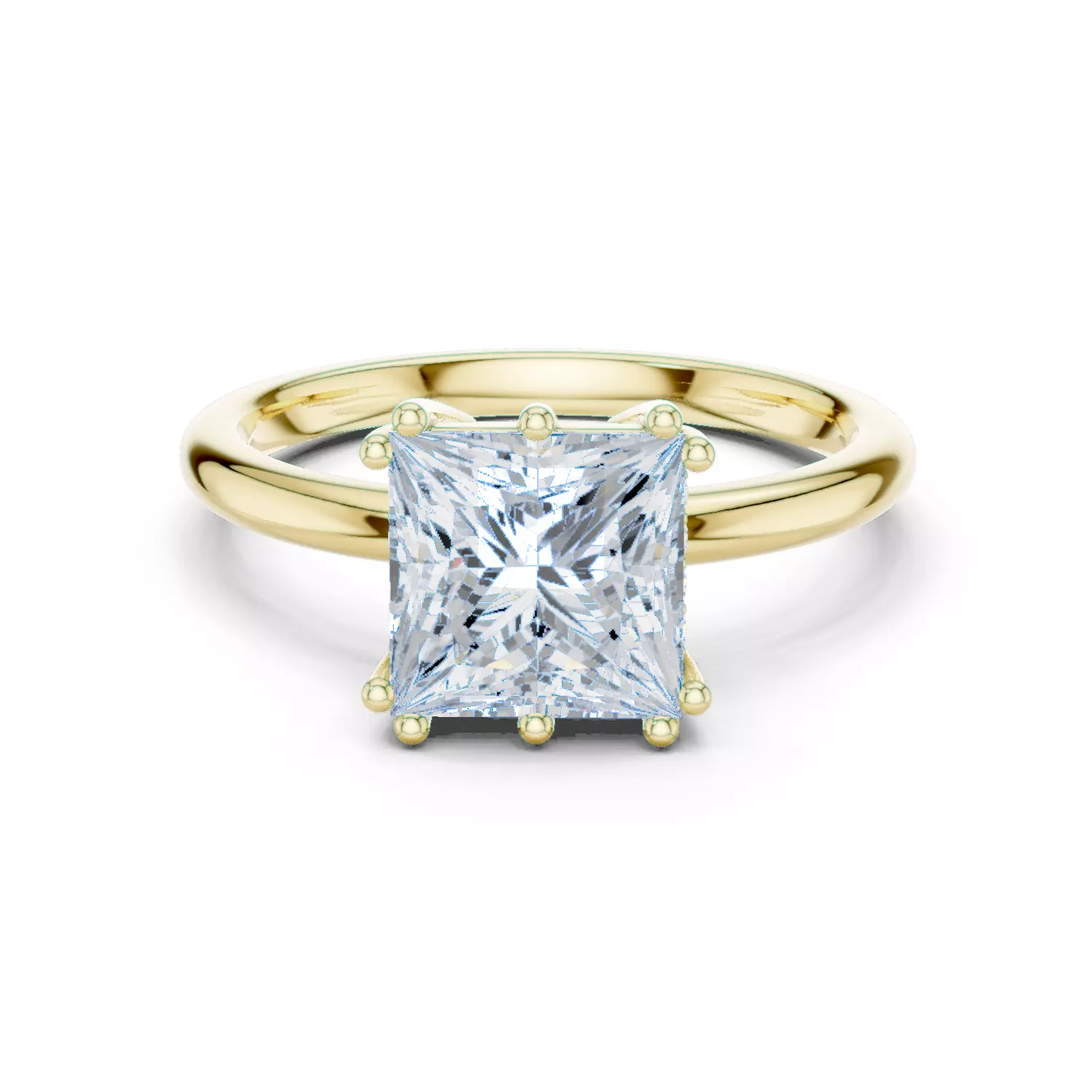 2CT Princess Cut Hidden Halo Diamond Wedding Ring 3DM STL Video 3D print model_13