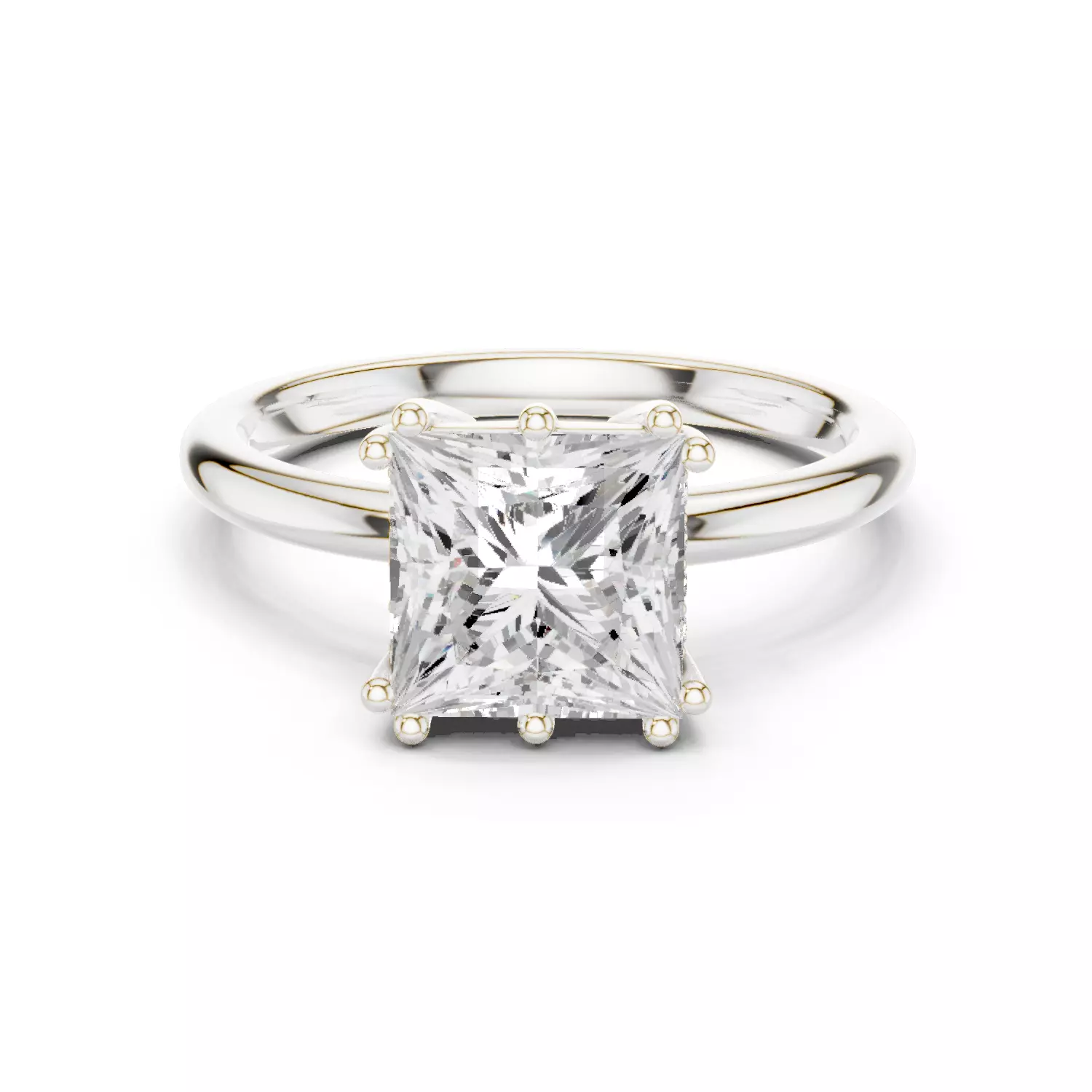 2CT Princess Cut Hidden Halo Diamond Wedding Ring 3DM STL Video 3D print model_14