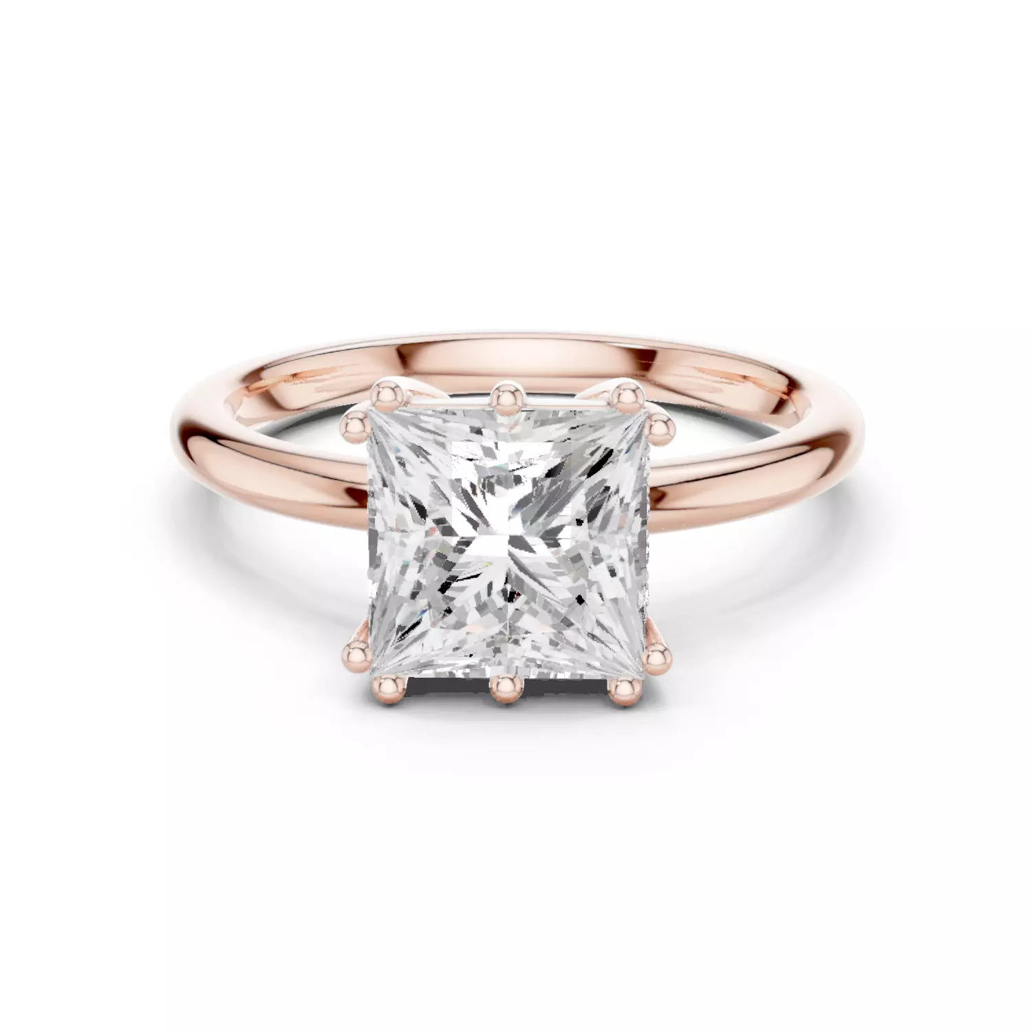 2CT Princess Cut Hidden Halo Diamond Wedding Ring 3DM STL Video 3D print model_12