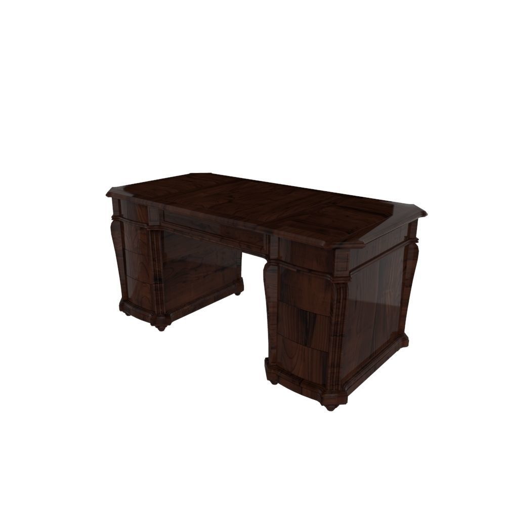 Ornate Office Desk Table Low-poly 3D model_2