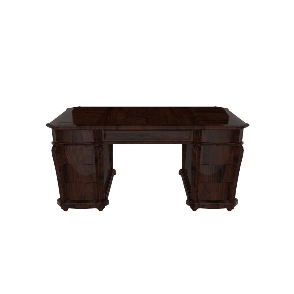 Ornate Office Desk Table Low-poly 3D model_1