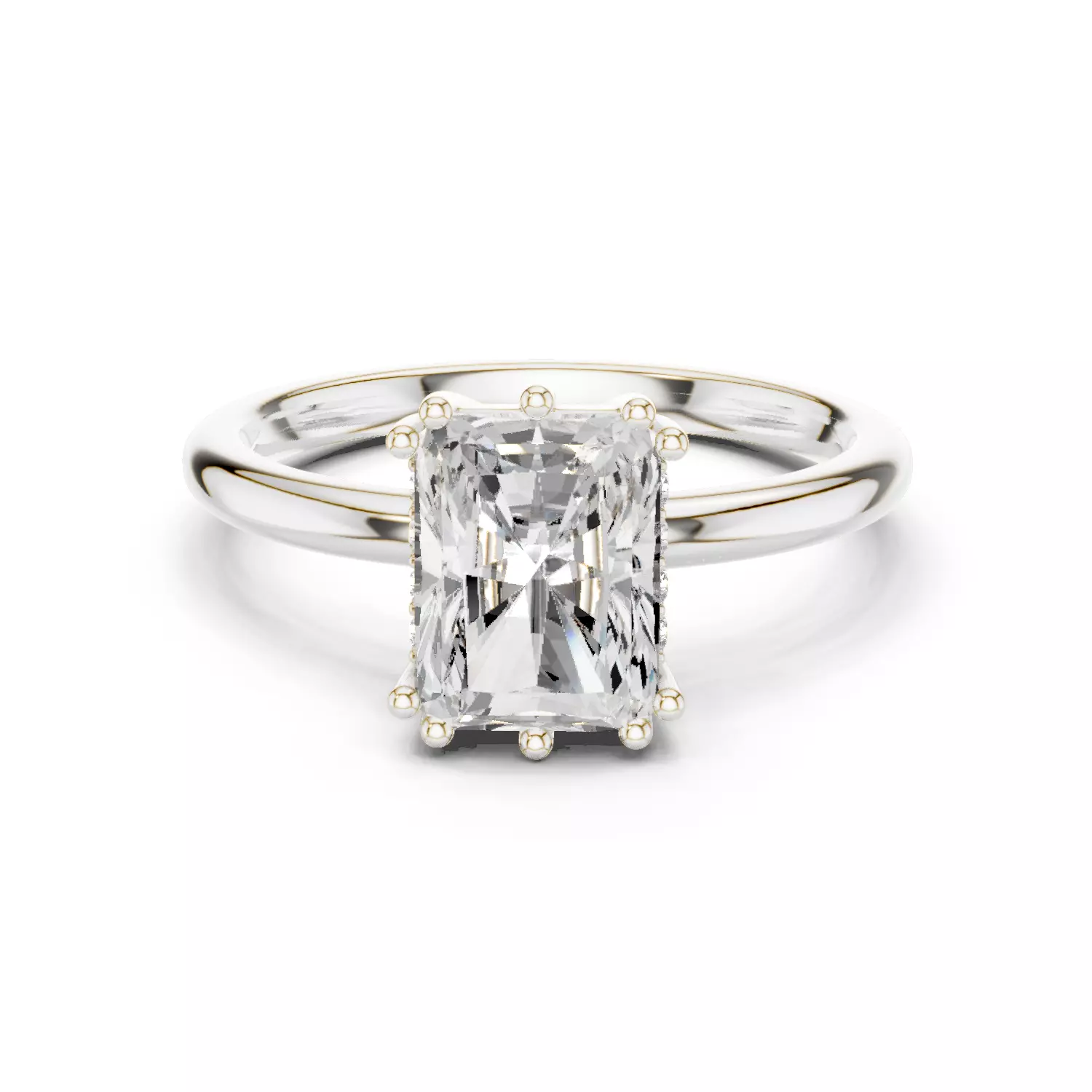 2CT Radiant Cut Hidden Halo Diamond Wedding Ring 3DM STL Video 3D print model_14