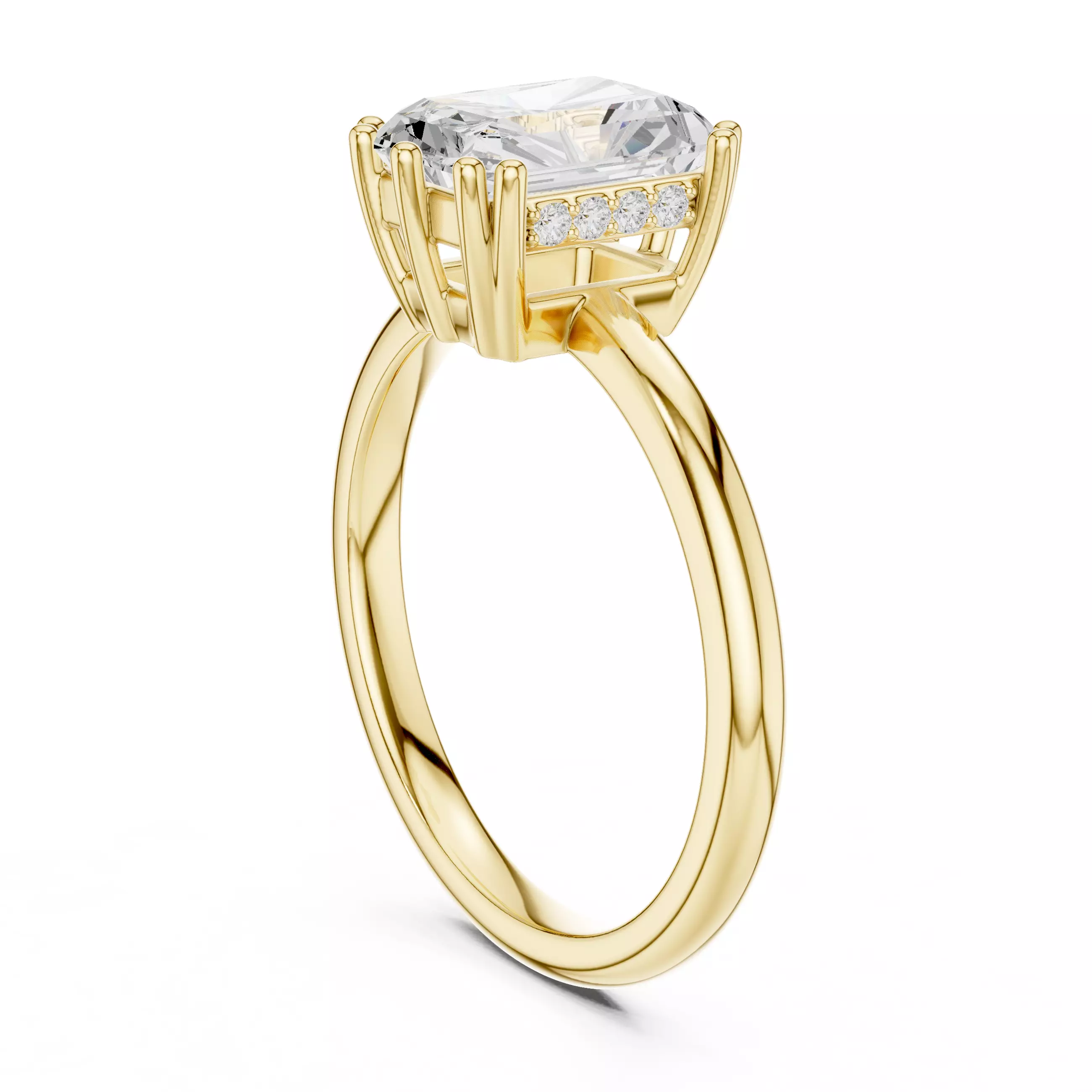 2CT Radiant Cut Hidden Halo Diamond Wedding Ring 3DM STL Video 3D print model_6