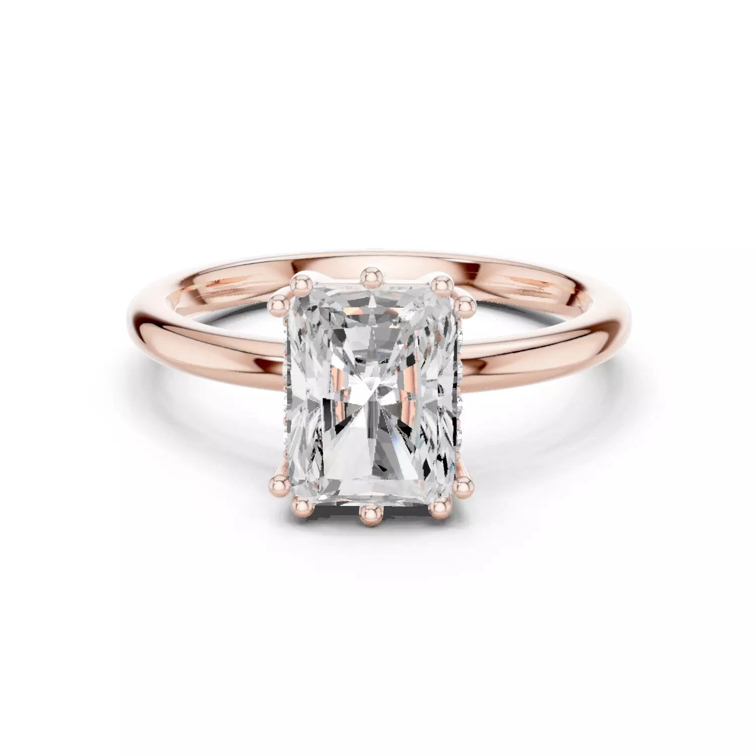 2CT Radiant Cut Hidden Halo Diamond Wedding Ring 3DM STL Video 3D print model_12