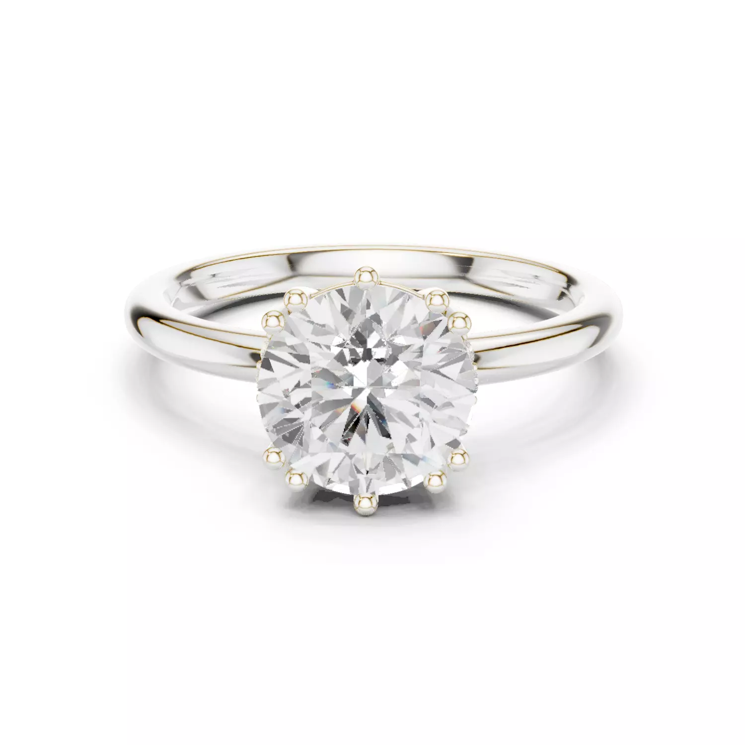 2CT Round Cut Hidden Halo Diamond Engagement Ring 3DM STL Video 3D print model_14