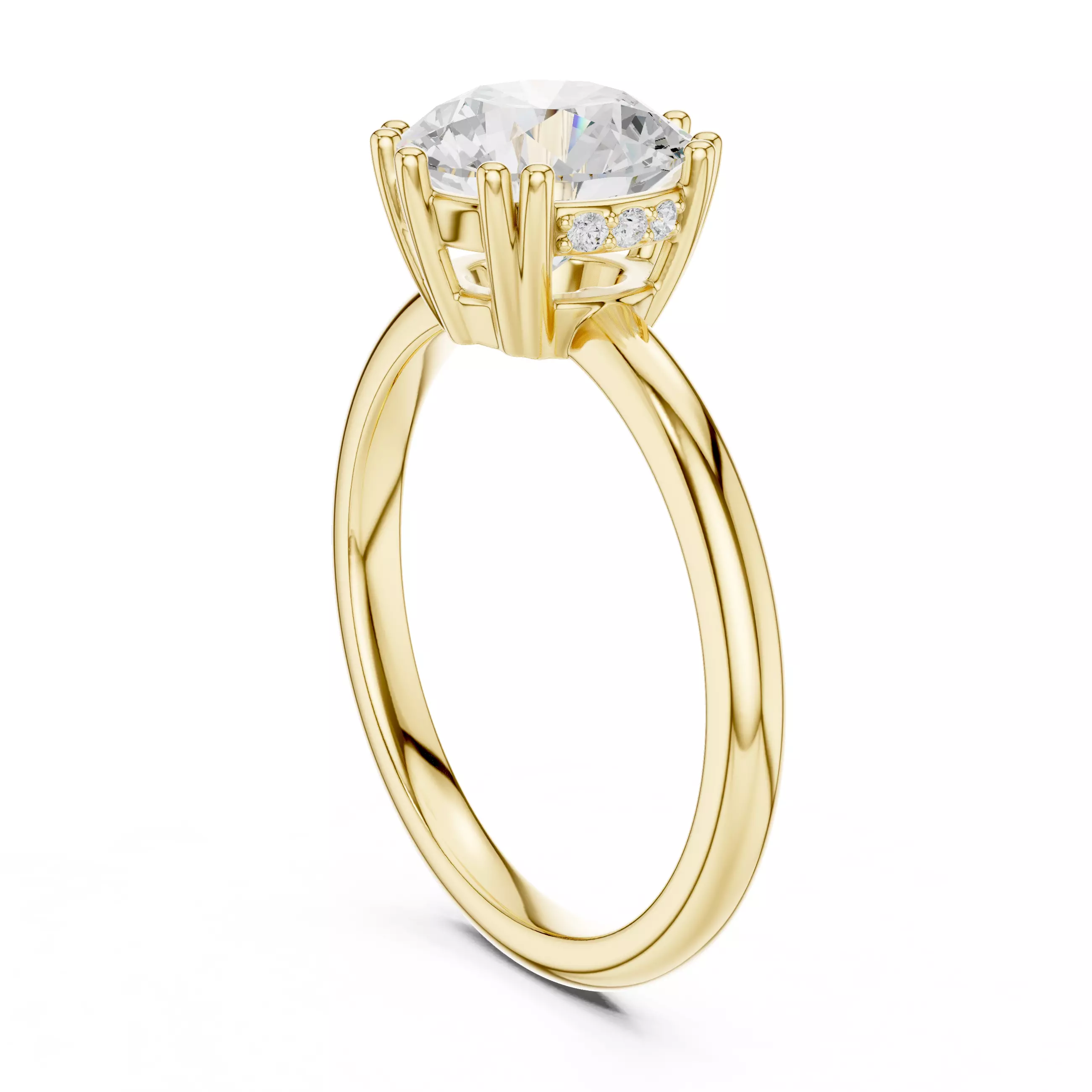 2CT Round Cut Hidden Halo Diamond Engagement Ring 3DM STL Video 3D print model_6