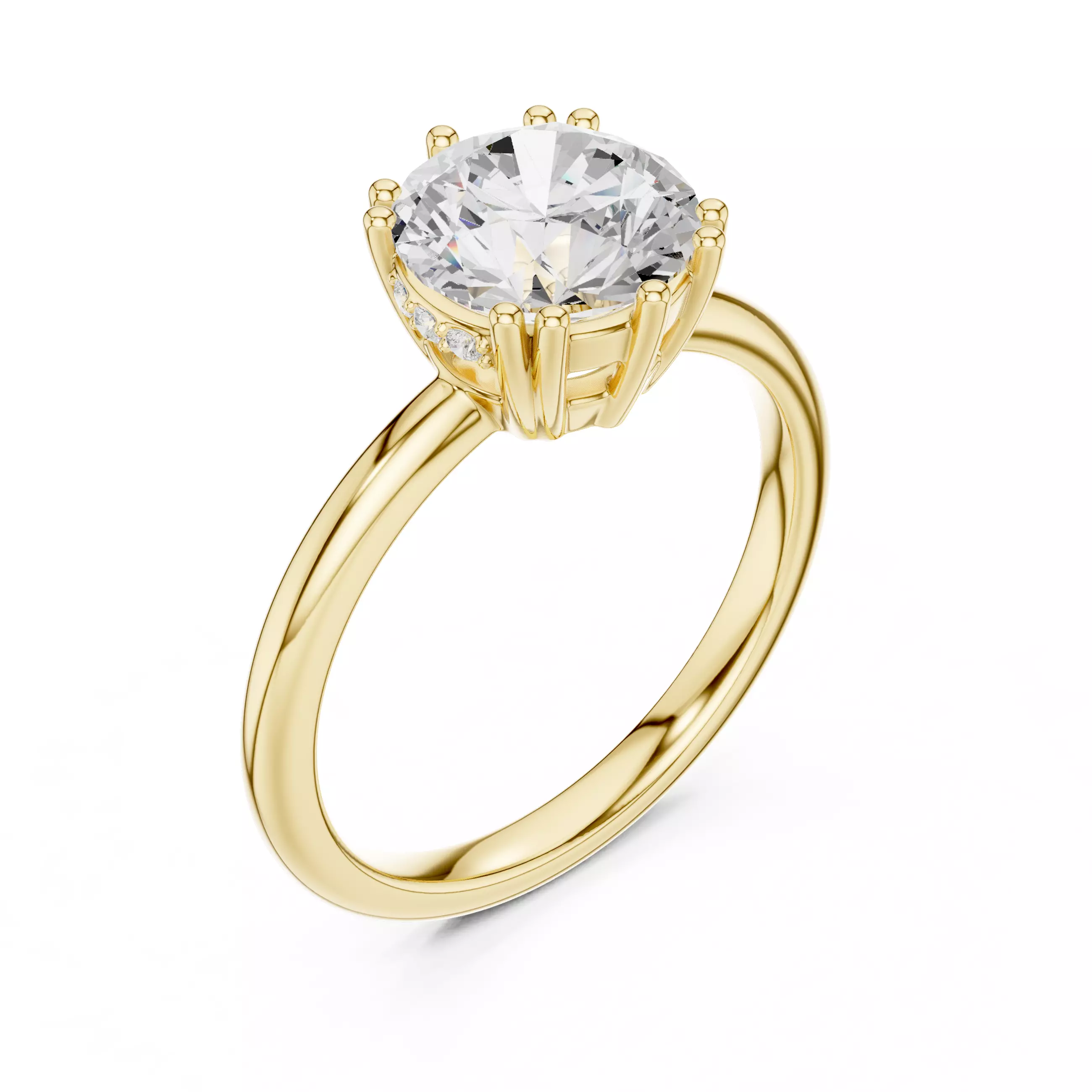 2CT Round Cut Hidden Halo Diamond Engagement Ring 3DM STL Video 3D print model_7