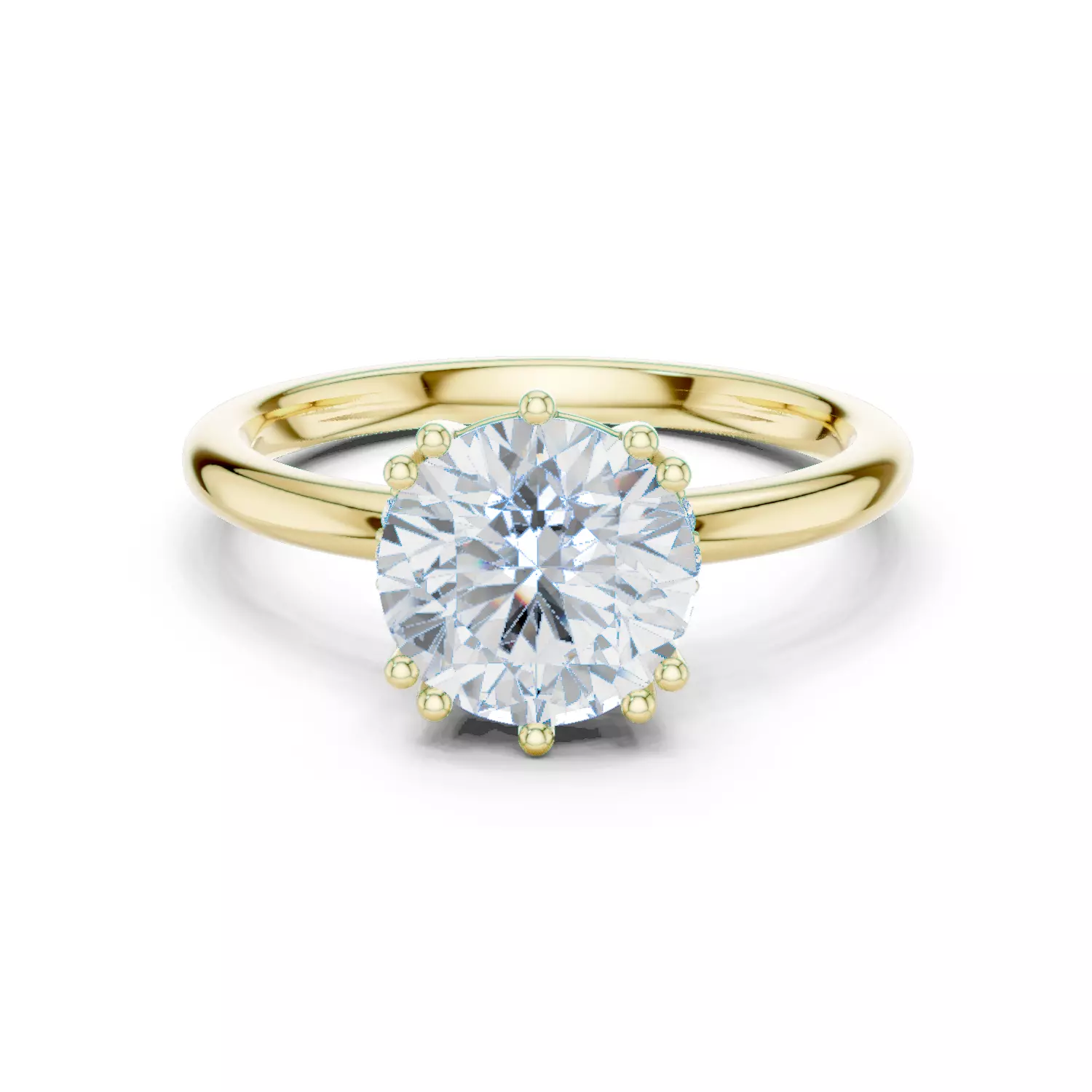 2CT Round Cut Hidden Halo Diamond Engagement Ring 3DM STL Video 3D print model_13