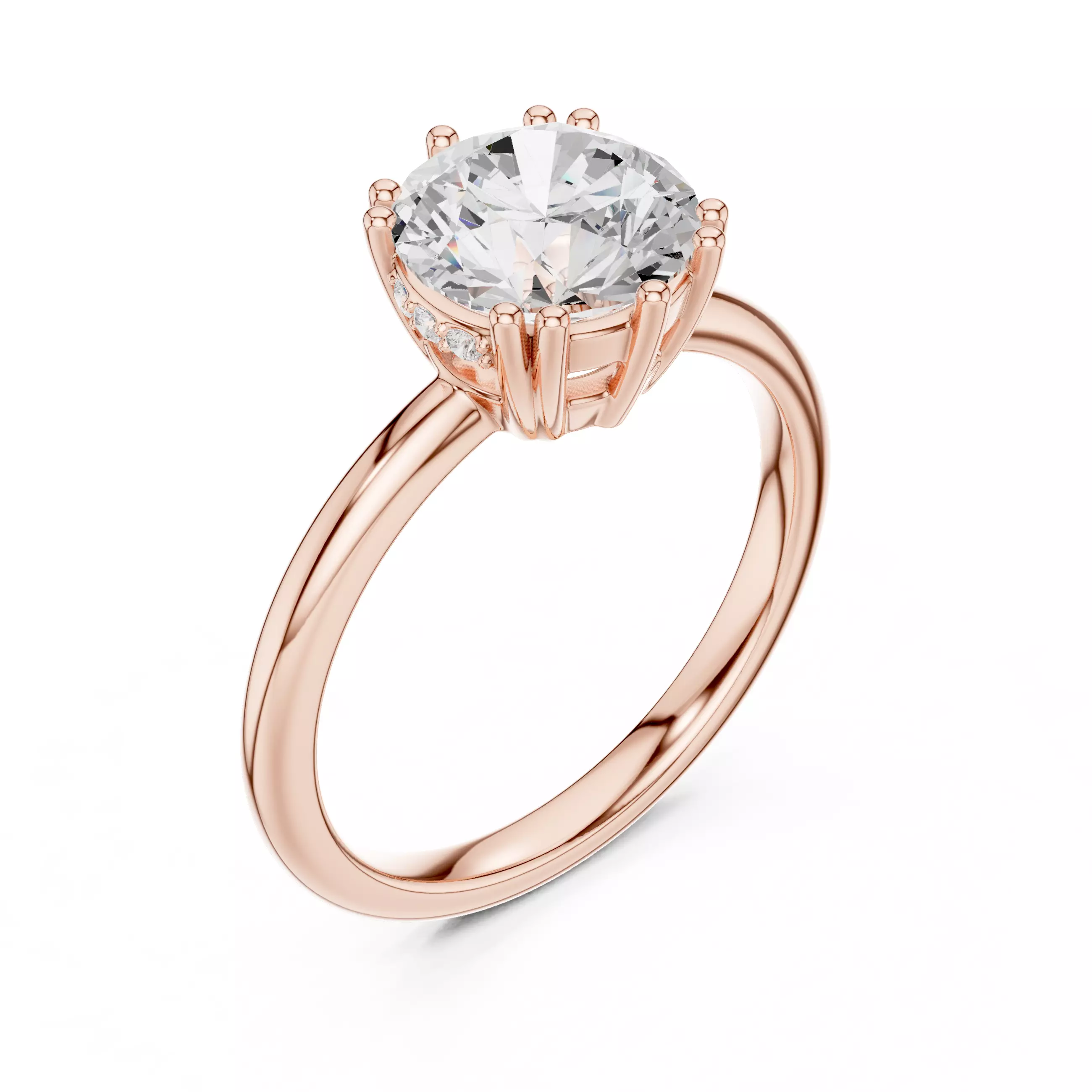 2CT Round Cut Hidden Halo Diamond Engagement Ring 3DM STL Video 3D print model_4