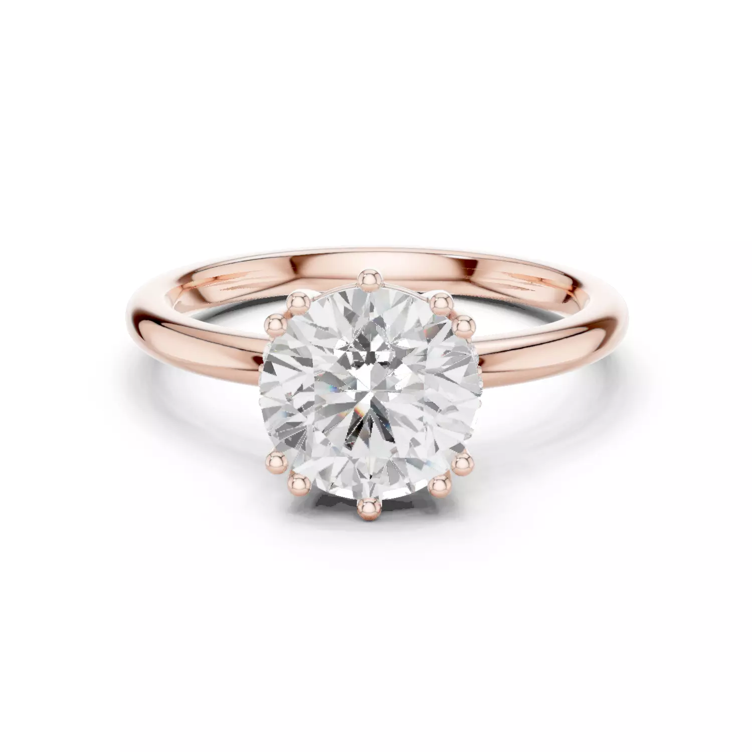 2CT Round Cut Hidden Halo Diamond Engagement Ring 3DM STL Video 3D print model_12