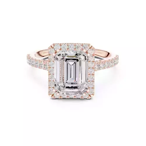 Emerald Cut Halo Art Deco Engagement Wedding Ring 3DM STL Video 3D print model