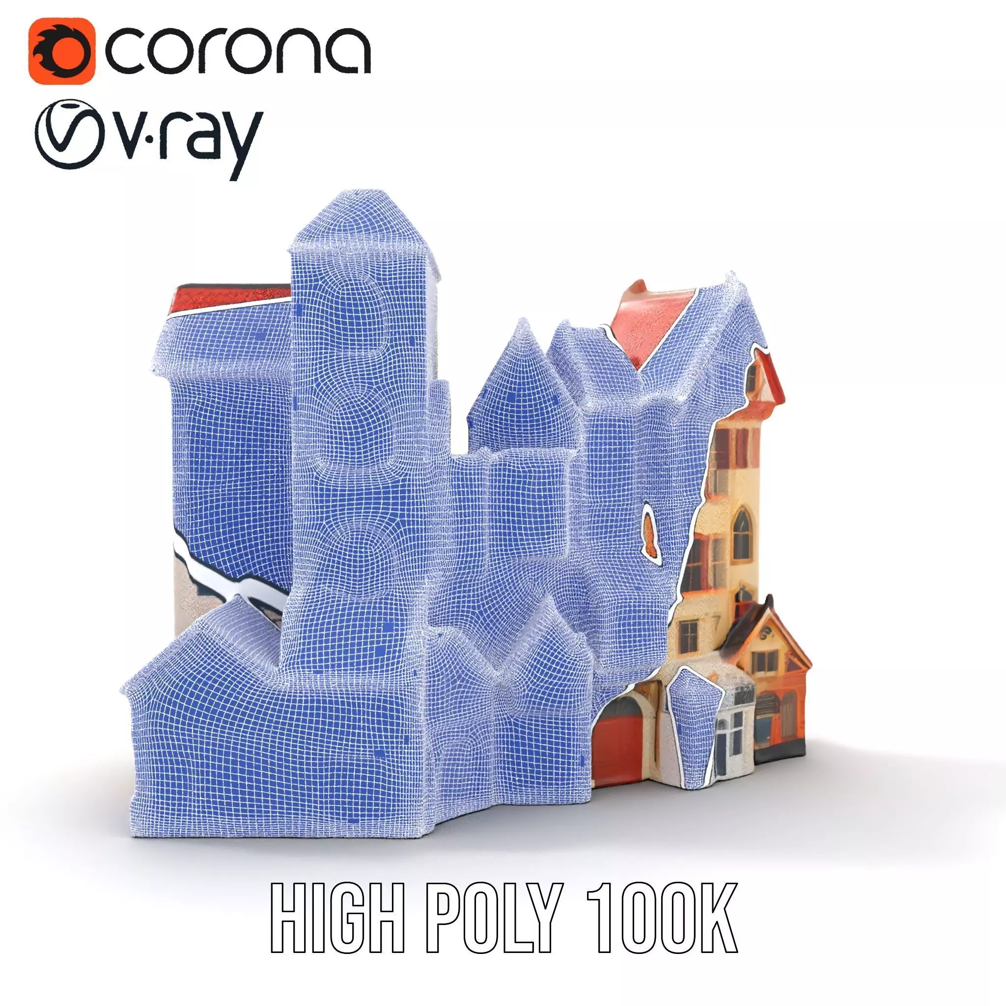 Charming European Village model pack Low-poly 3D model_35