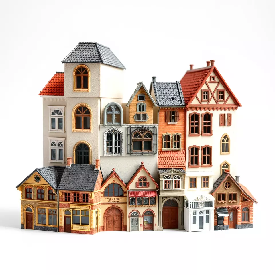 Charming European Village model pack Low-poly 3D model_3