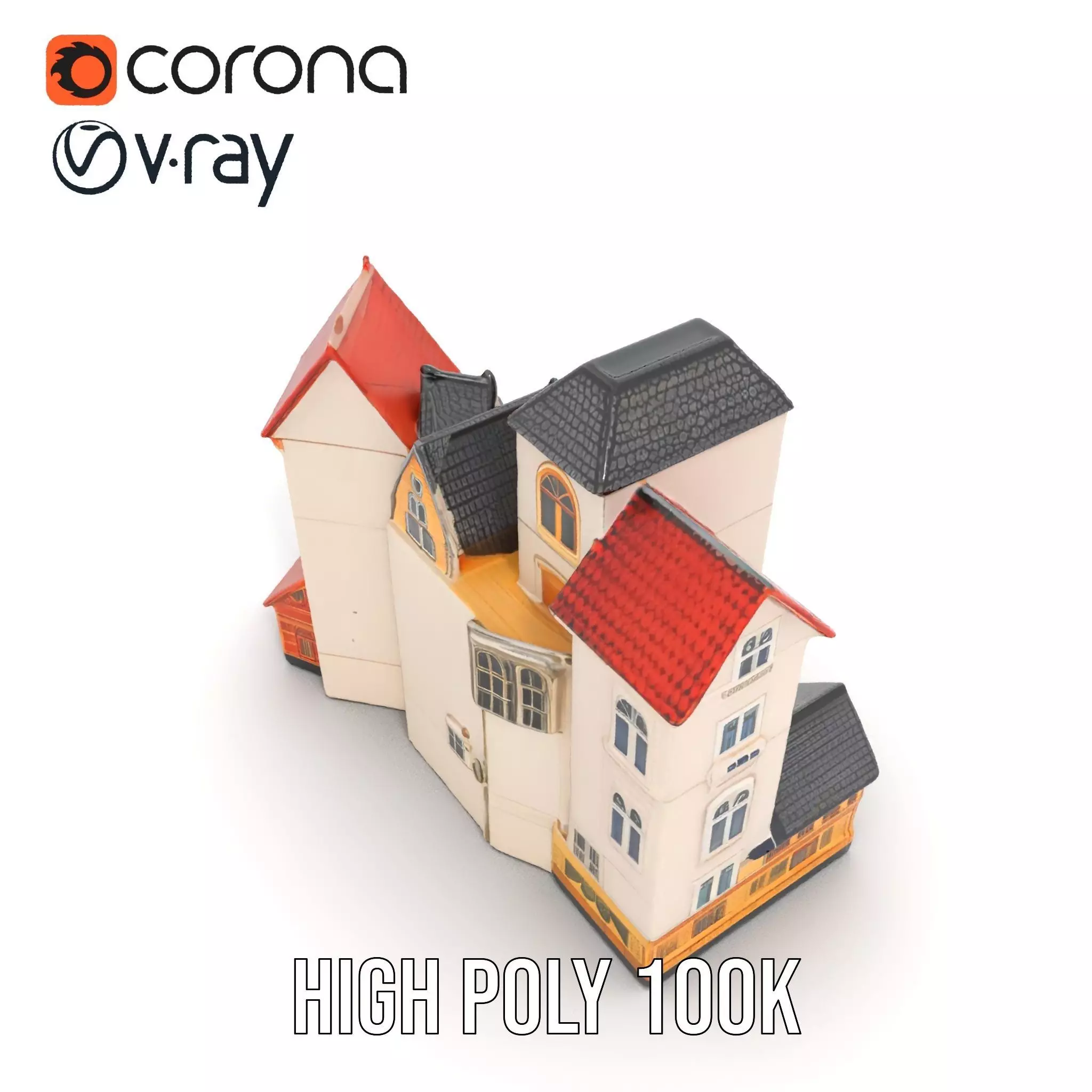 Charming European Village model pack Low-poly 3D model_21