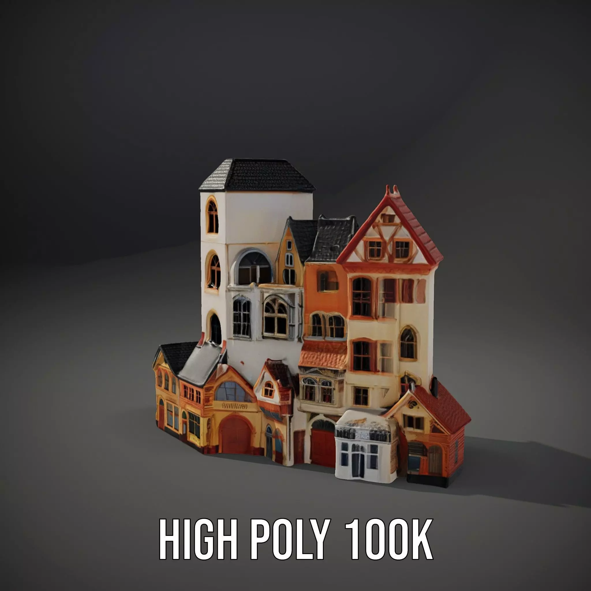 Charming European Village model pack Low-poly 3D model_11