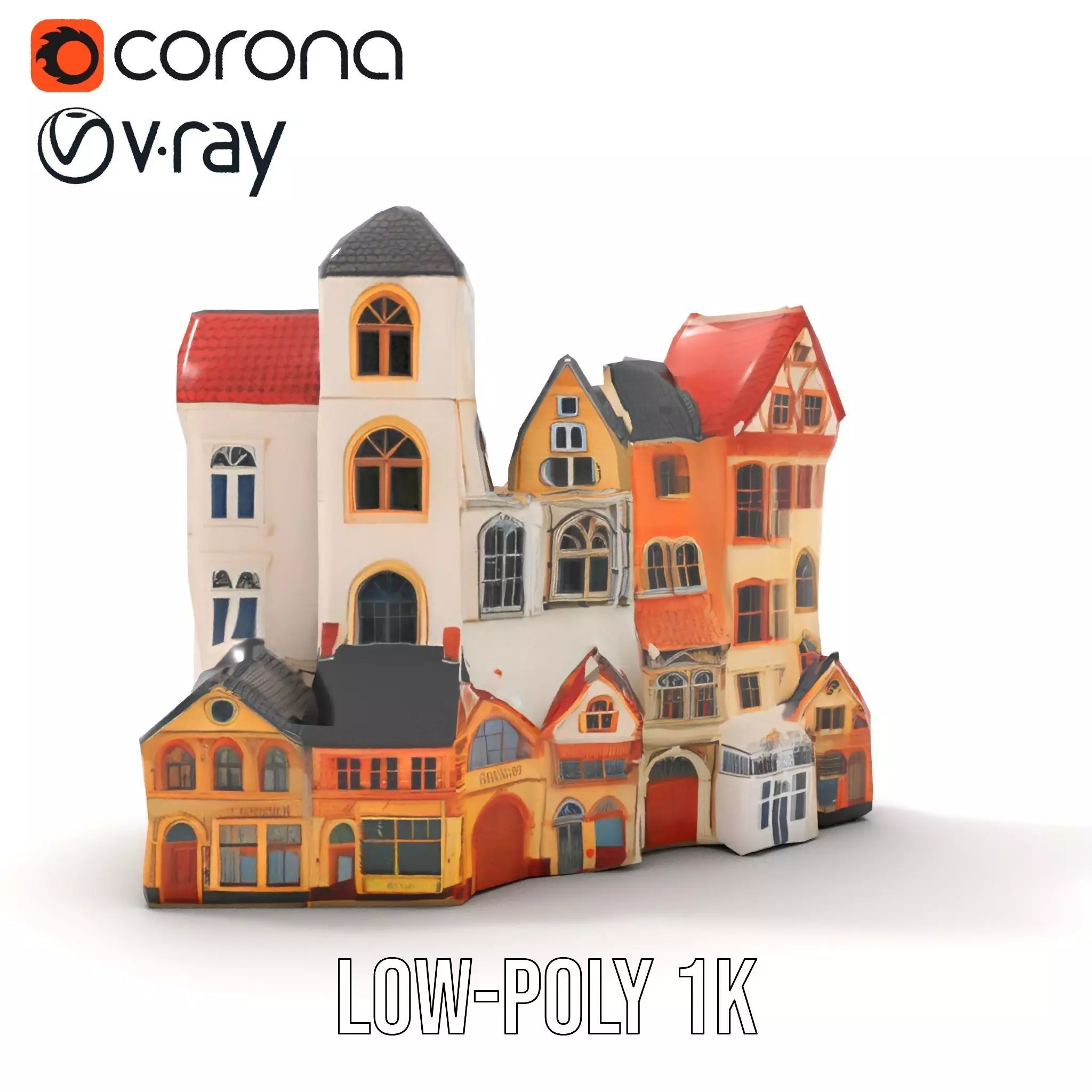 Charming European Village model pack Low-poly 3D model_15