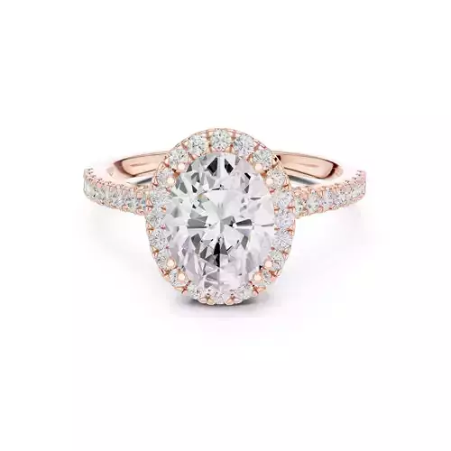 Oval Cut Halo Pave Diamond Art Deco Wedding Ring 3DM STL Video