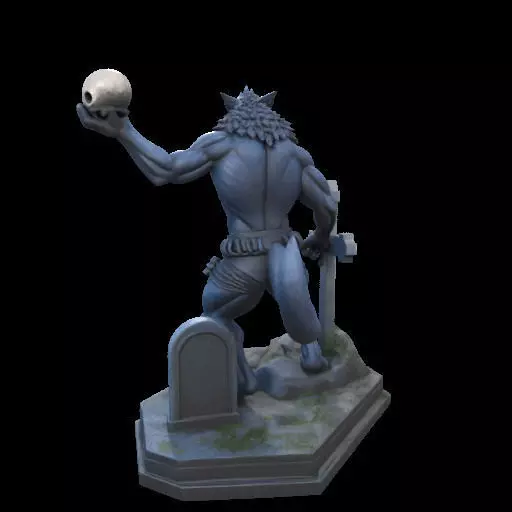 2181Werewolf Howling with Skull 3D Model magic 3D print model_13