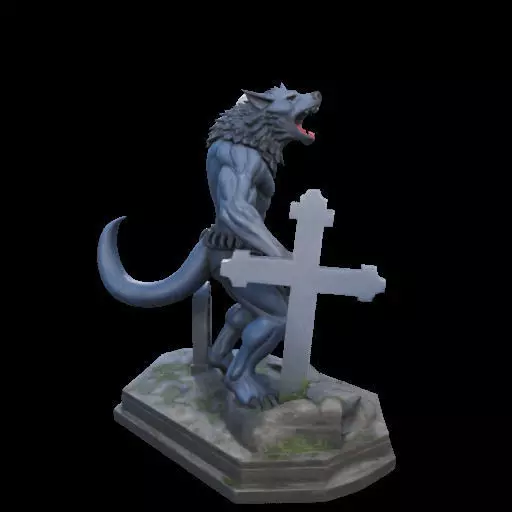 2181Werewolf Howling with Skull 3D Model magic 3D print model_3