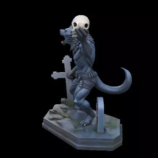 2181Werewolf Howling with Skull 3D Model magic 3D print model_19