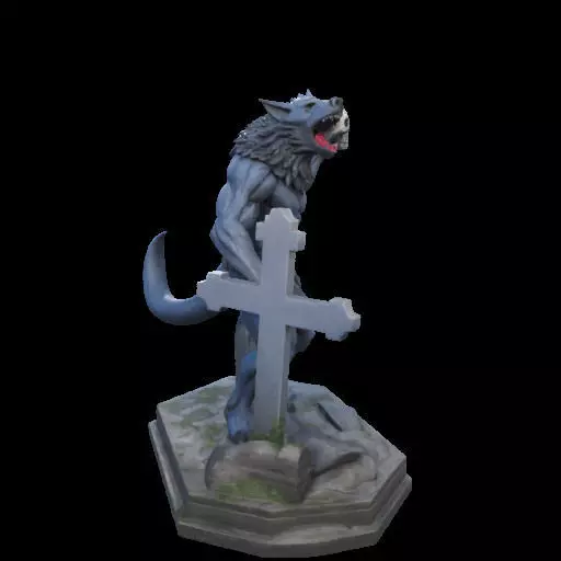 2181Werewolf Howling with Skull 3D Model magic 3D print model_29