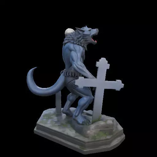 2181Werewolf Howling with Skull 3D Model magic 3D print model_4