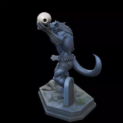2181Werewolf Howling with Skull 3D Model magic 3D print model_17