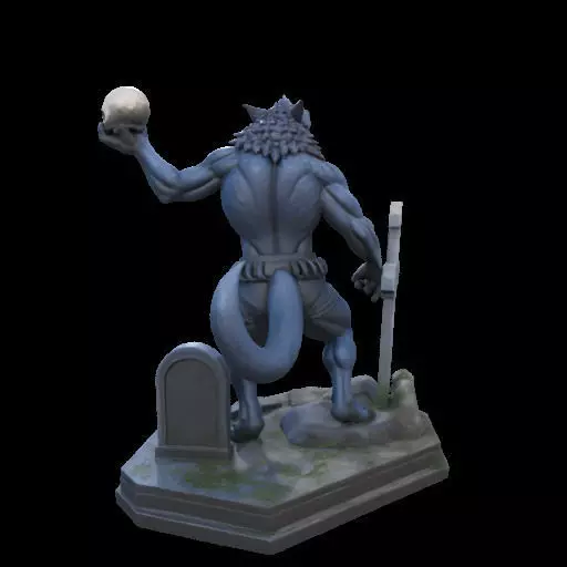 2181Werewolf Howling with Skull 3D Model magic 3D print model_10