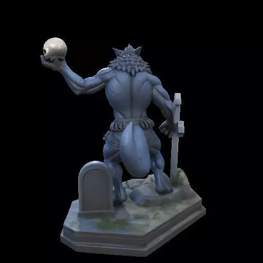 2181Werewolf Howling with Skull 3D Model magic 3D print model_11