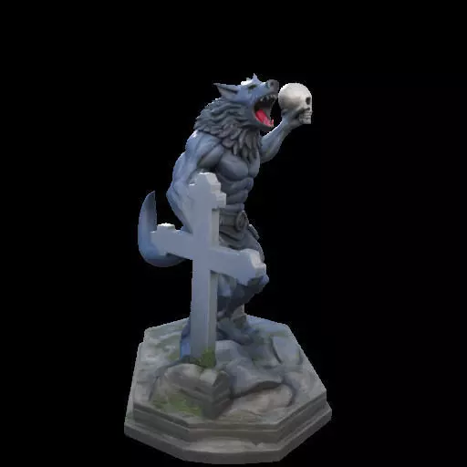 2181Werewolf Howling with Skull 3D Model magic 3D print model_28