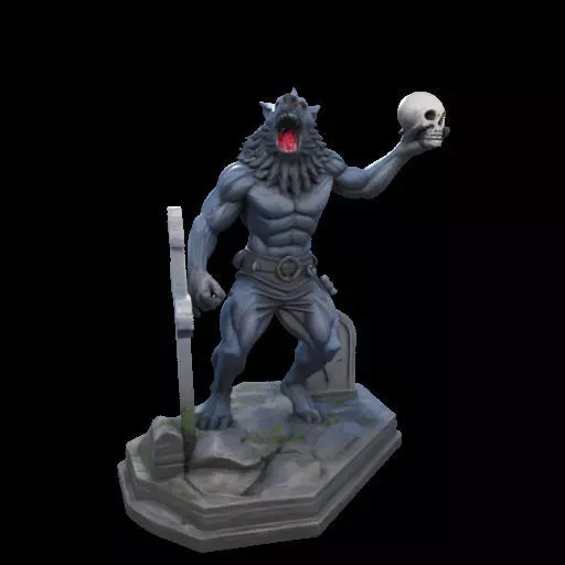2181Werewolf Howling with Skull 3D Model magic 3D print model_25