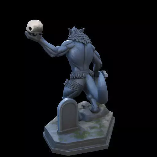 2181Werewolf Howling with Skull 3D Model magic 3D print model_14