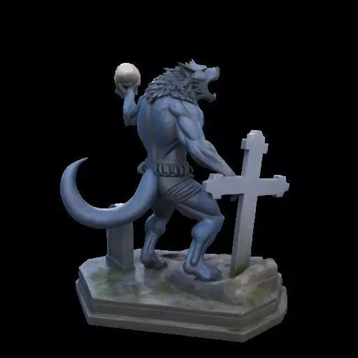 2181Werewolf Howling with Skull 3D Model magic 3D print model_6