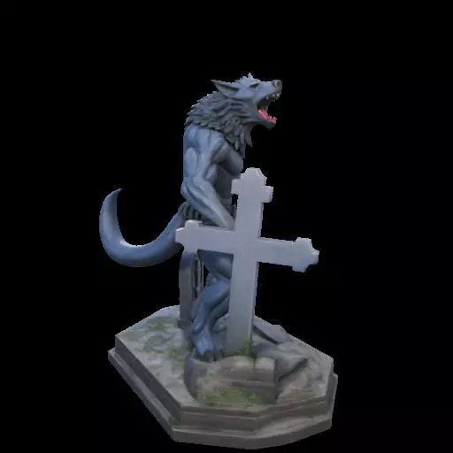 2181Werewolf Howling with Skull 3D Model magic 3D print model_2