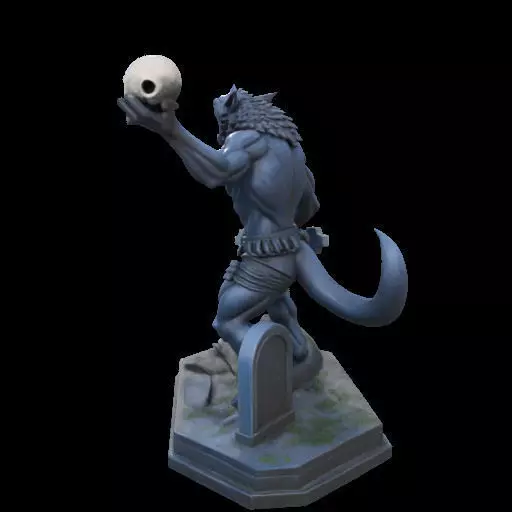 2181Werewolf Howling with Skull 3D Model magic 3D print model_16