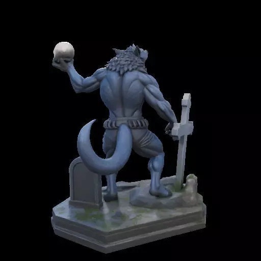 2181Werewolf Howling with Skull 3D Model magic 3D print model_9