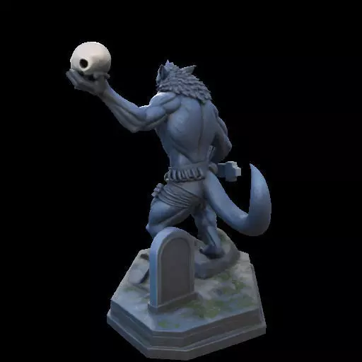 2181Werewolf Howling with Skull 3D Model magic 3D print model_15