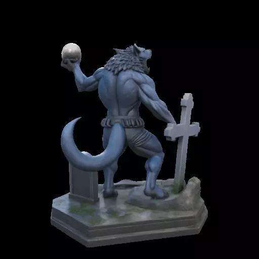 2181Werewolf Howling with Skull 3D Model magic 3D print model_8