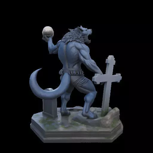 2181Werewolf Howling with Skull 3D Model magic 3D print model_7