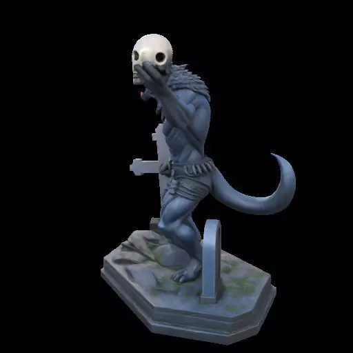2181Werewolf Howling with Skull 3D Model magic 3D print model_18