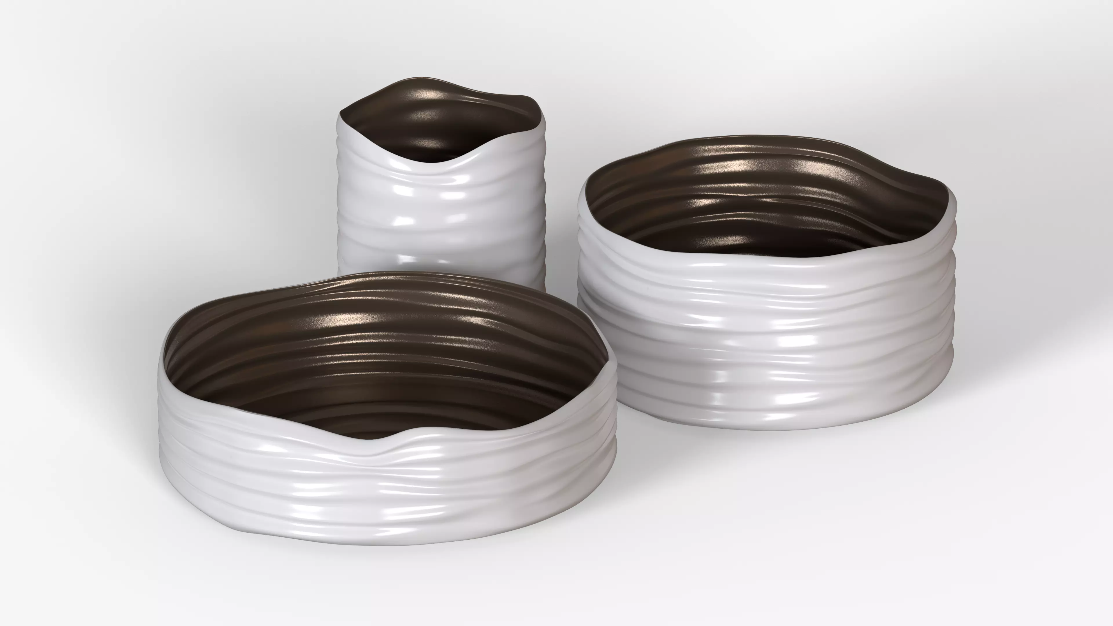 White Plastic Basket Set 3D model_0