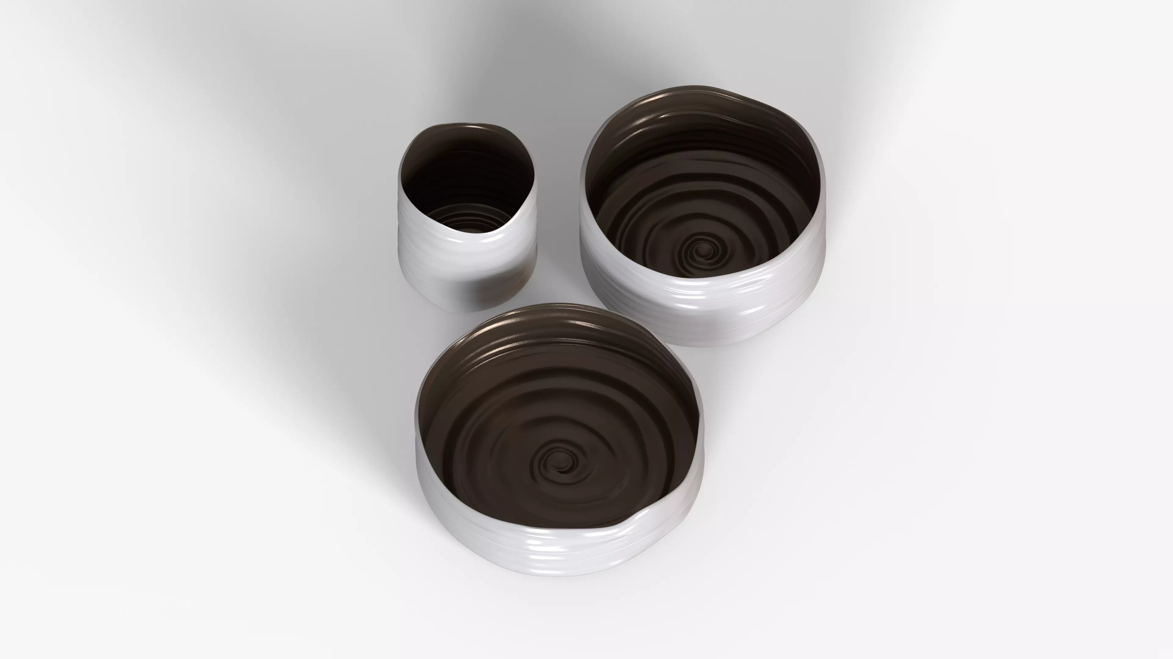 White Plastic Basket Set 3D model_5