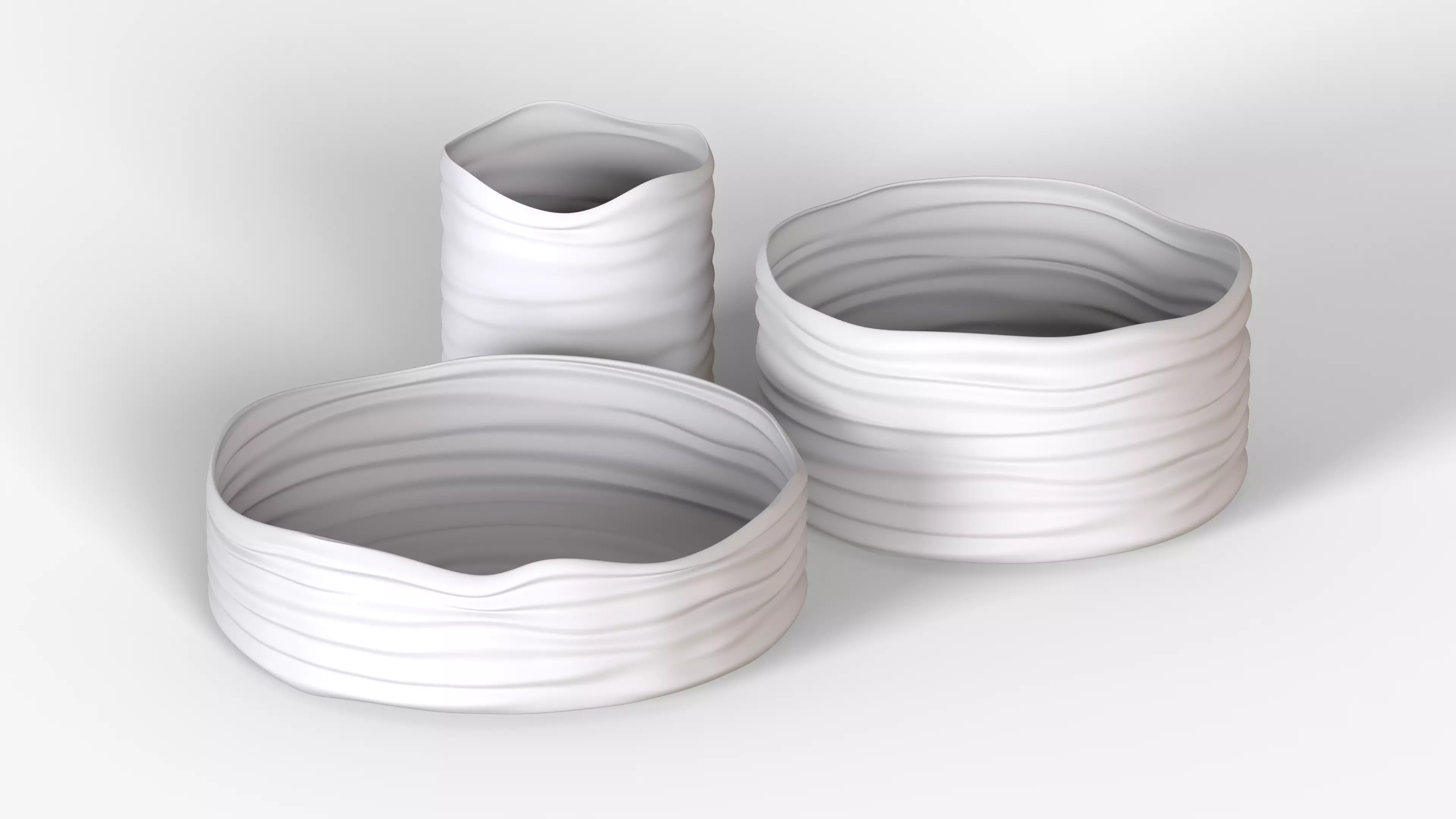 White Plastic Basket Set 3D model_11