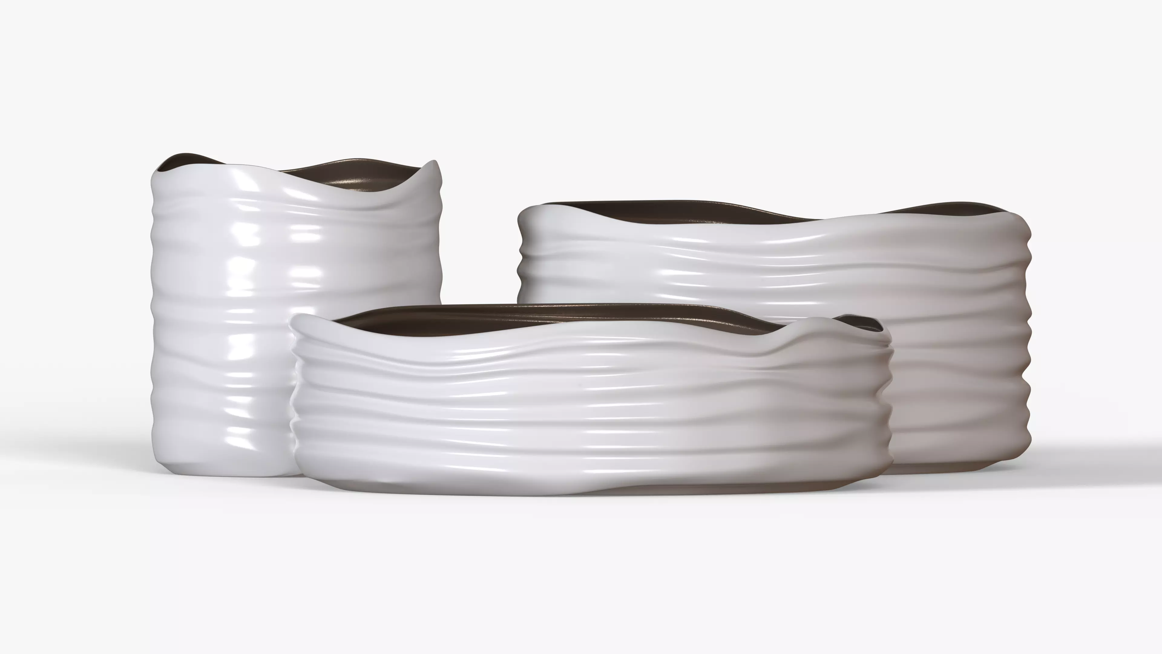 White Plastic Basket Set 3D model_4