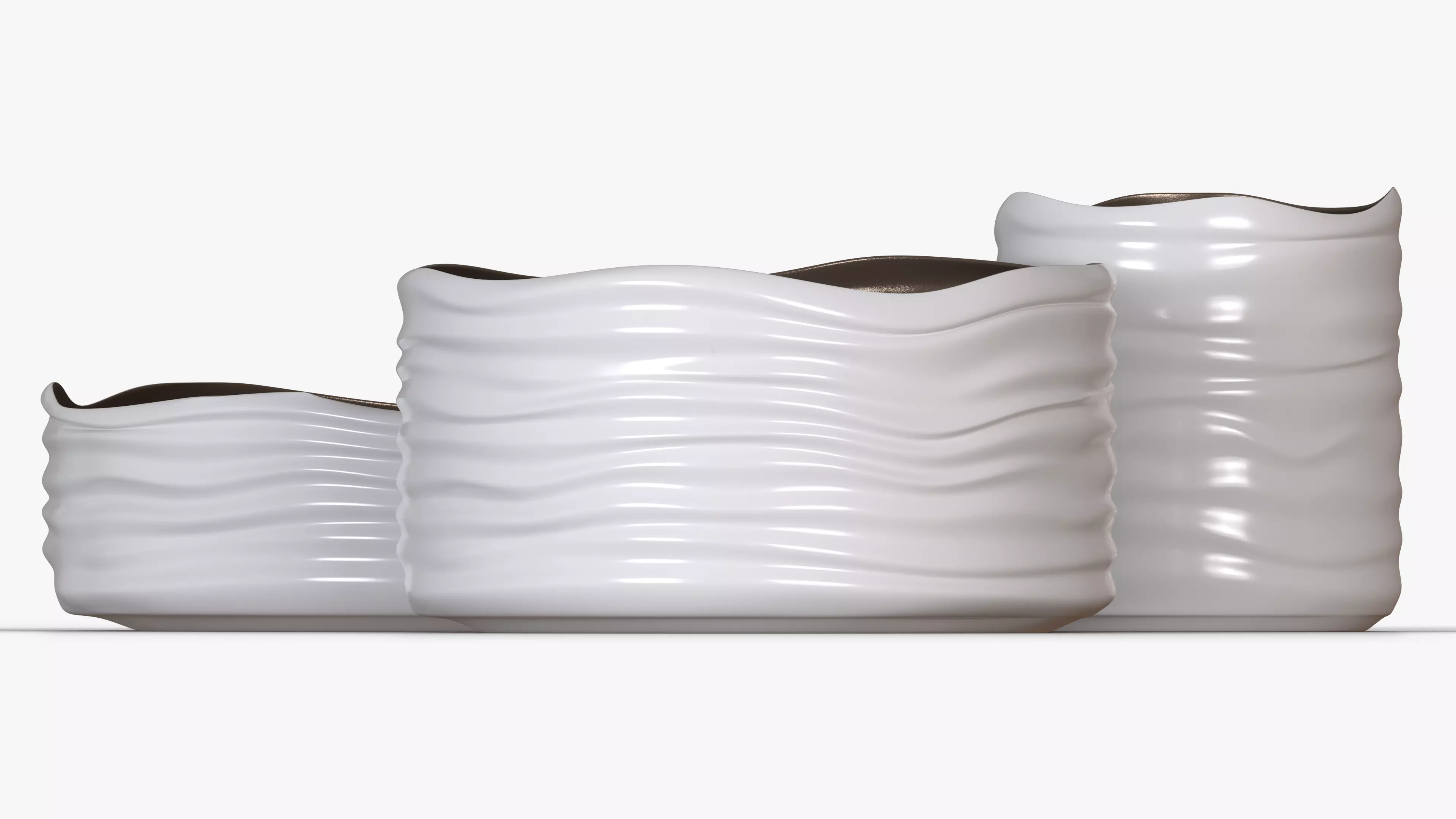 White Plastic Basket Set 3D model_8